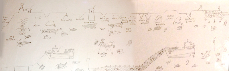 Mapa da costa de Sesimbra vista pelos pescadores - Desenho Eduardo  Xixa
